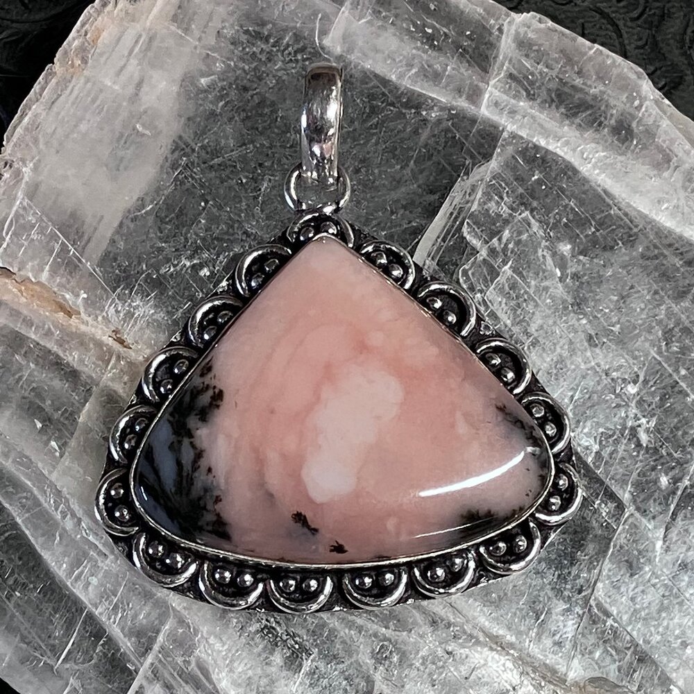 Dendritic Peruvian Pink Opal Pendant Crystal Stone Jewelry